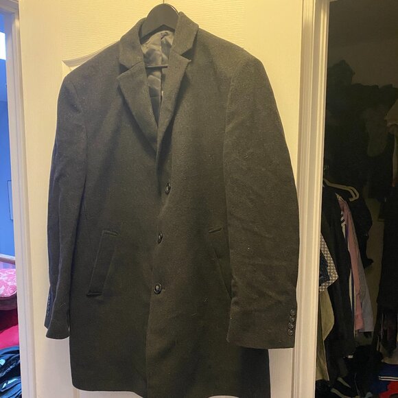Men's W XLool Blend Dark Gray Overcoat - Size XL - Picture 1 of 3